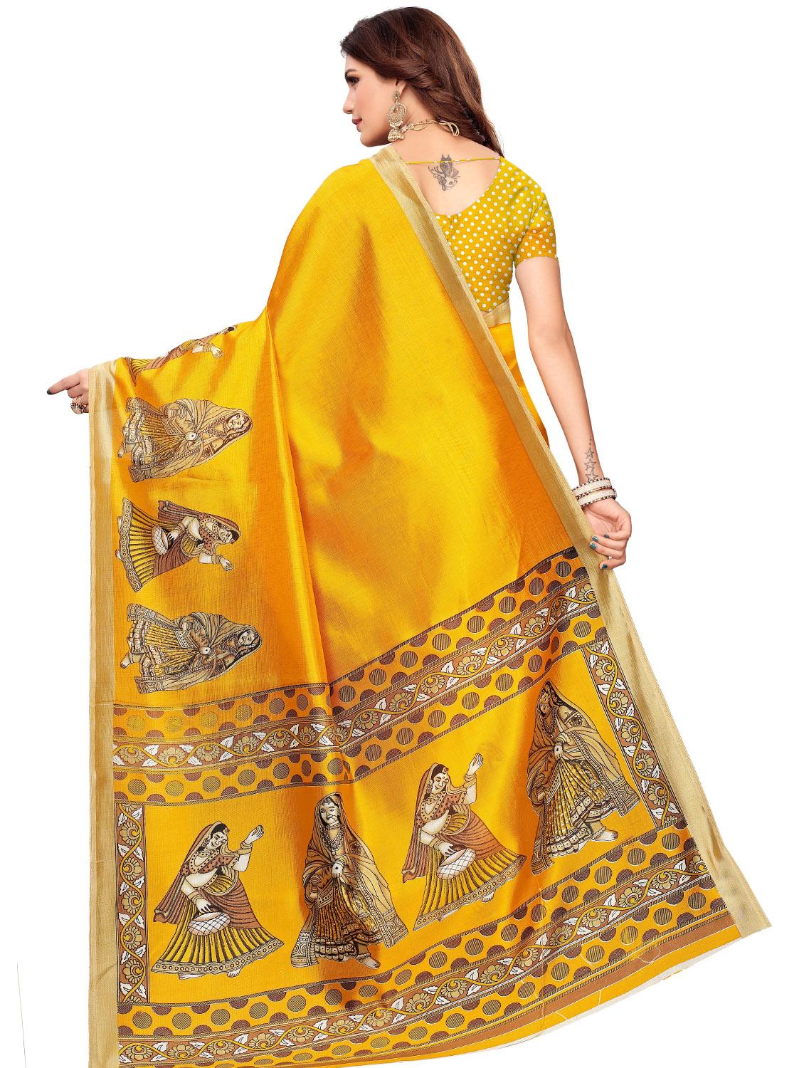 madhubani printed saree with blouse - 17550920 - Zoom Image - 2