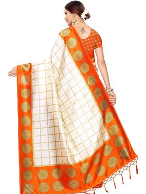 checkered printed saree with blouse - 17550921 - Standard Image - 2