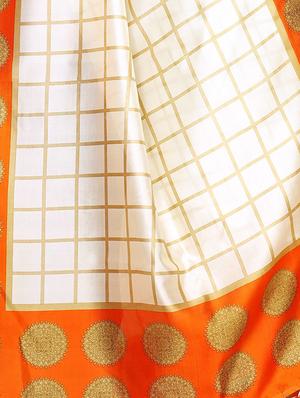 checkered printed saree with blouse - 17550921 - Standard Image - 3