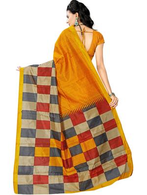 checkered printed saree with blouse - 17550923 - Standard Image - 2