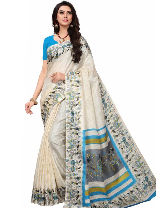 conversational printed saree with blouse - 17550926 - Very Small Image - 1
