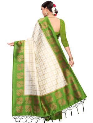 checkered printed saree with blouse - 17550928 - Standard Image - 2