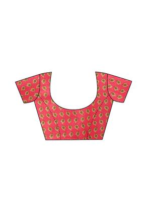 checkered printed saree with blouse - 17550929 - Standard Image - 3