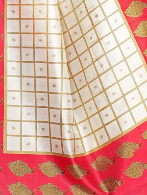 checkered printed saree with blouse - 17550929 - Standard Image - 4