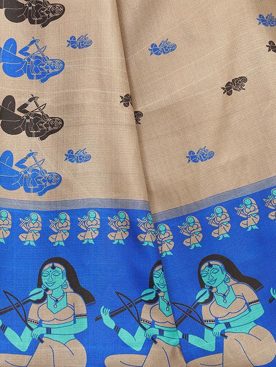 madhubani printed saree with blouse - 17550930 - Zoom Image - 3