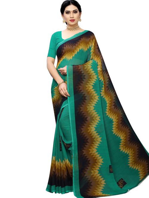 geometric printed saree with blouse - 17550933 - Standard Image - 1