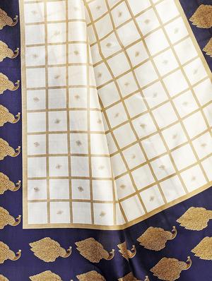 checkered printed saree with blouse - 17550934 - Standard Image - 4