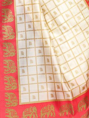 checkered printed saree with blouse - 17550935 - Standard Image - 3