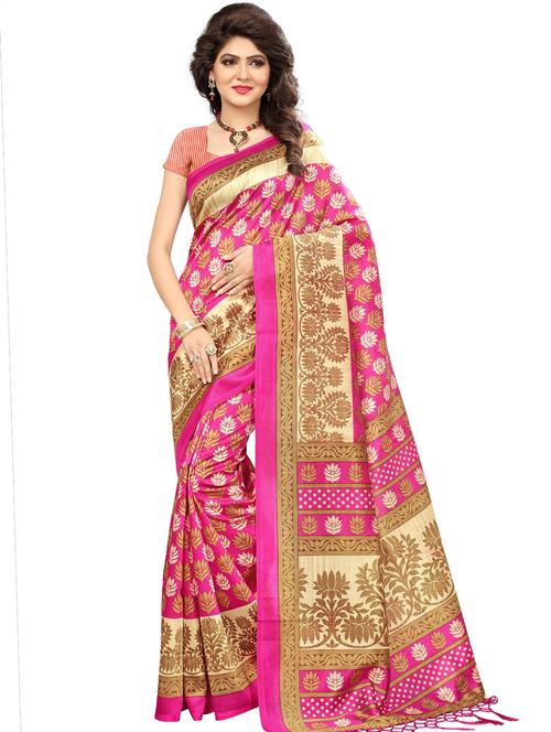 floral printed saree with blouse - 17550937 - Standard Image - 1