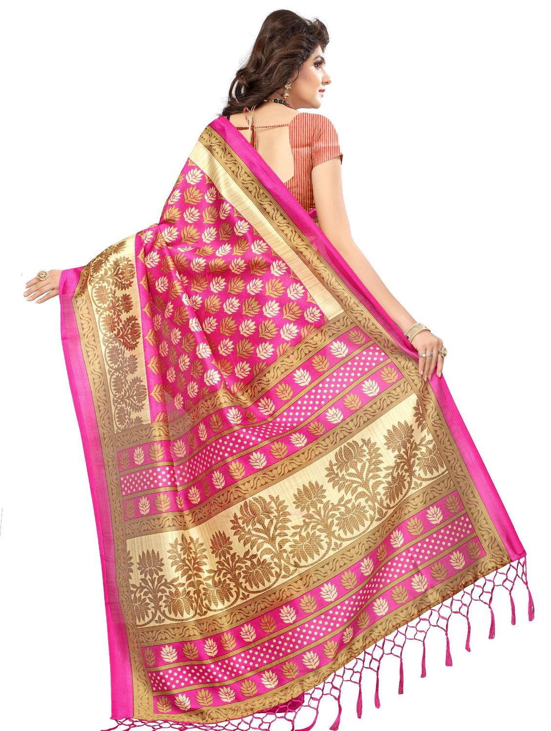 floral printed saree with blouse - 17550937 - Zoom Image - 2