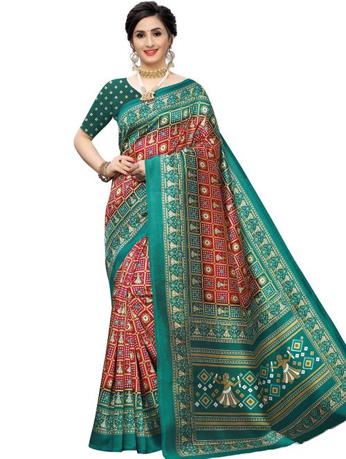 bandhani printed saree with blouse - 17550938 - Standard Image - 1