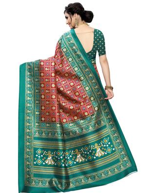 bandhani printed saree with blouse - 17550938 - Standard Image - 2
