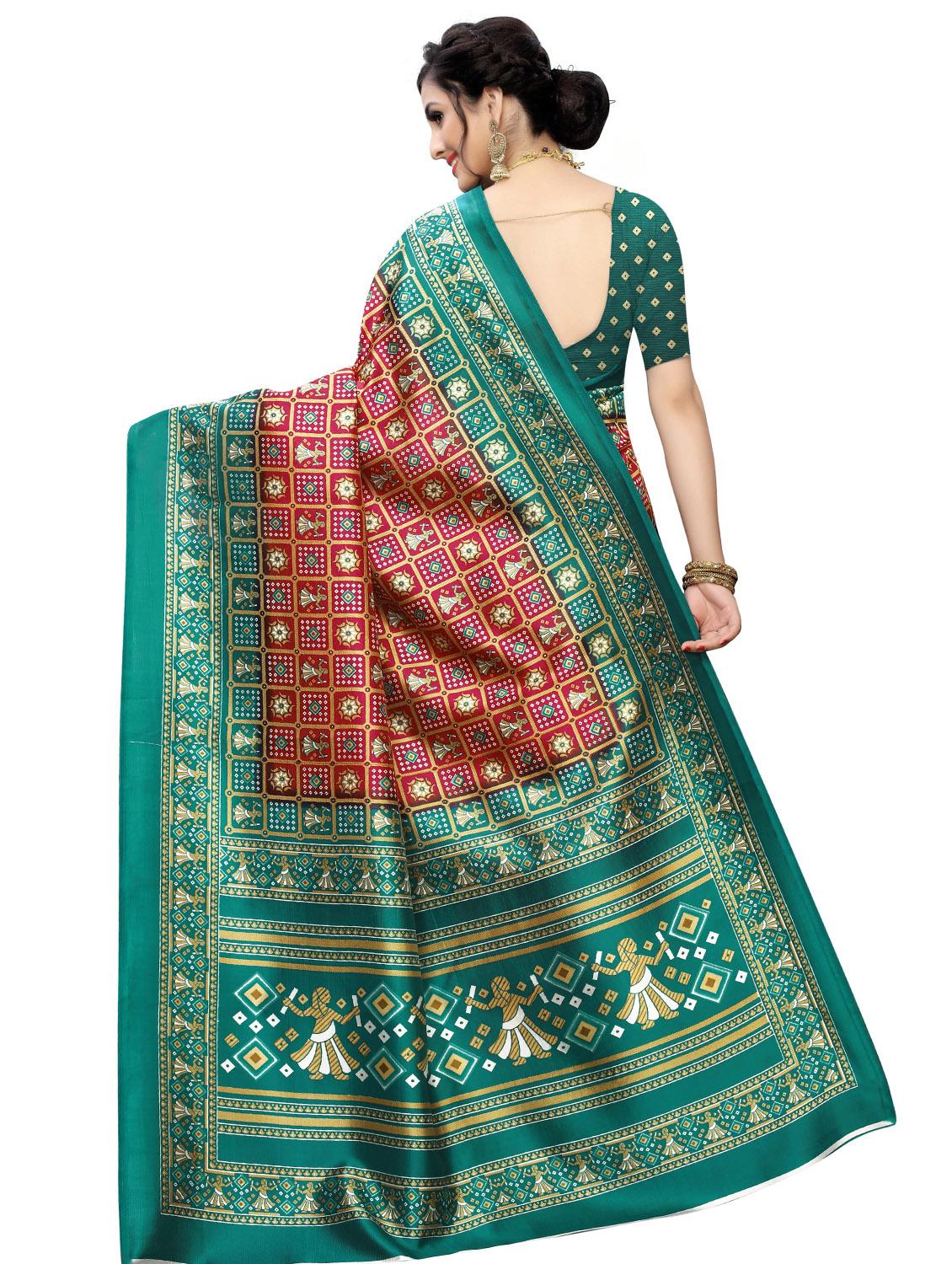 bandhani printed saree with blouse - 17550938 - Zoom Image - 2
