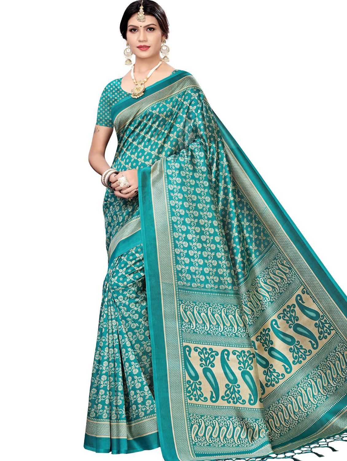 self design printed saree with blouse - 17550940 - Zoom Image - 1