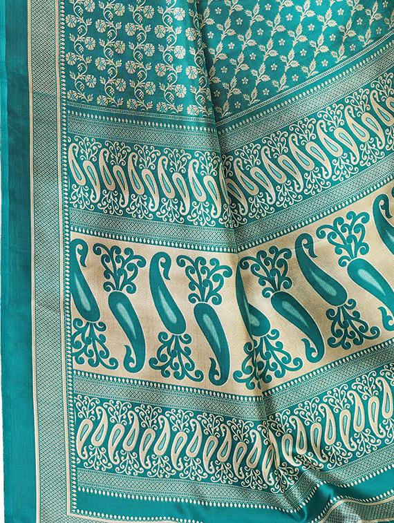 self design printed saree with blouse - 17550940 - Zoom Image - 4