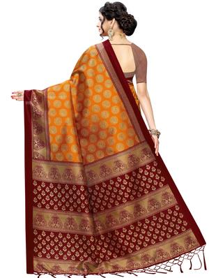 self design printed saree with blouse - 17550948 - Standard Image - 2
