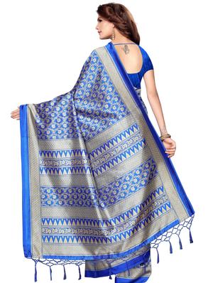 floral printed saree with blouse - 17550949 - Standard Image - 2