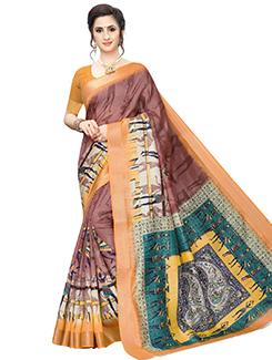 paisley printed saree with blouse - 17550952 - Standard Image - 1