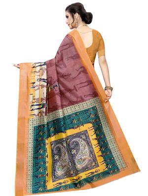 paisley printed saree with blouse - 17550952 - Standard Image - 2
