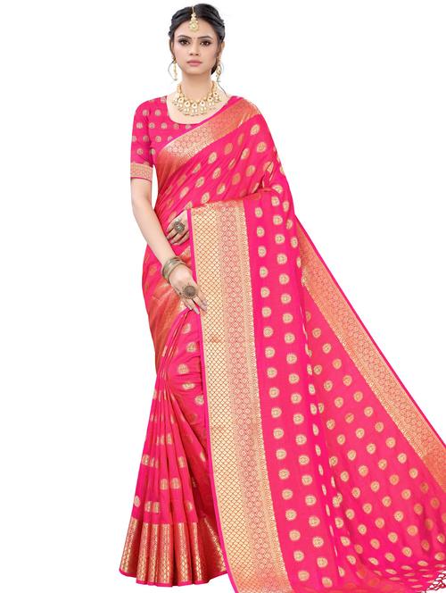 self design banarasi saree with blouse - 17550953 - Very Small Image - 1