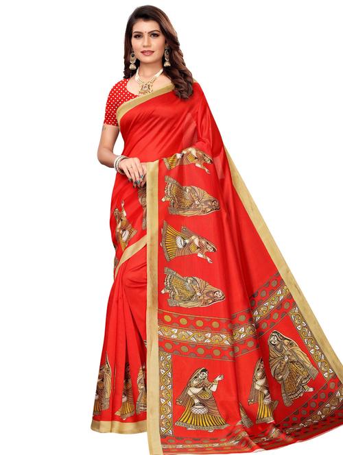 madhubani printed saree with blouse - 17550955 - Standard Image - 1