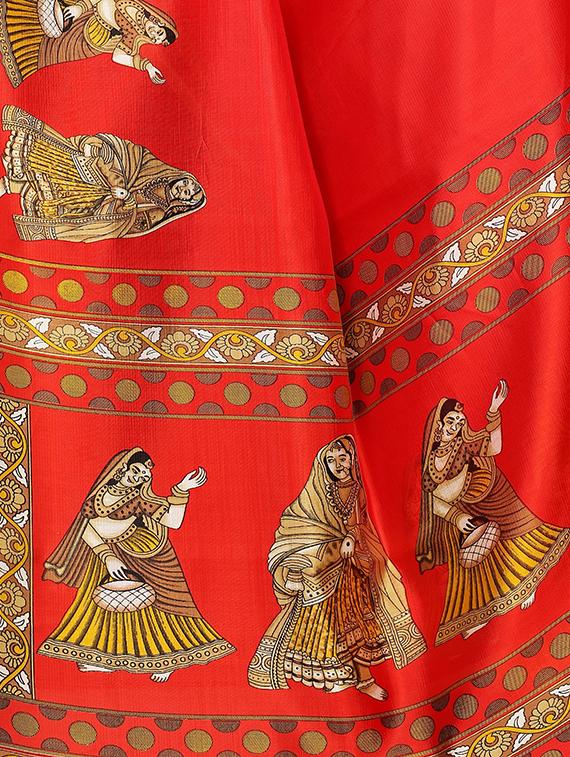 madhubani printed saree with blouse - 17550955 - Zoom Image - 4