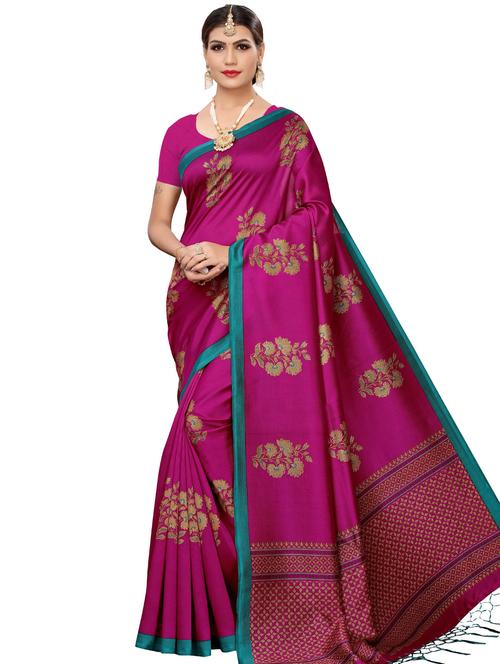 floral printed saree with blouse - 17550956 - Very Small Image - 1