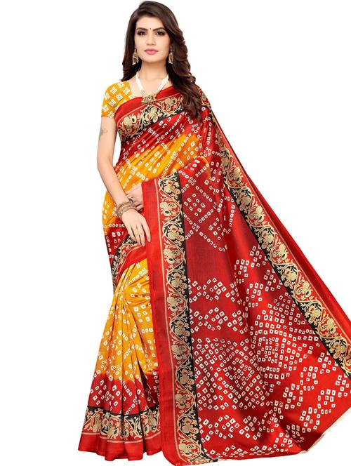 bandhani printed saree with blouse - 17550958 - Standard Image - 1