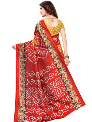 bandhani printed saree with blouse - 17550958 - Standard Image - 2