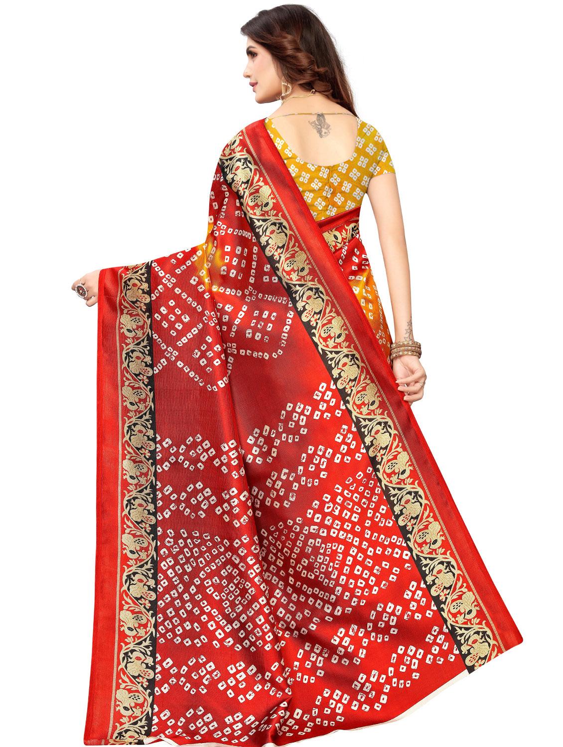 bandhani printed saree with blouse - 17550958 - Zoom Image - 2