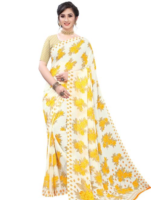 floral printed saree with blouse - 17550959 - Standard Image - 1