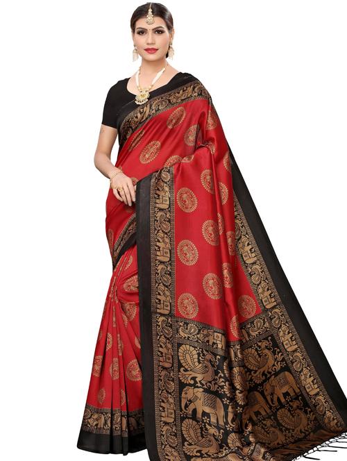 conversational printed saree with blouse - 17550961 - Standard Image - 1
