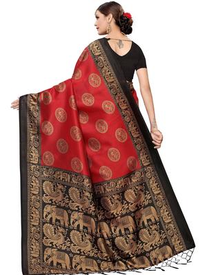 conversational printed saree with blouse - 17550961 - Standard Image - 2