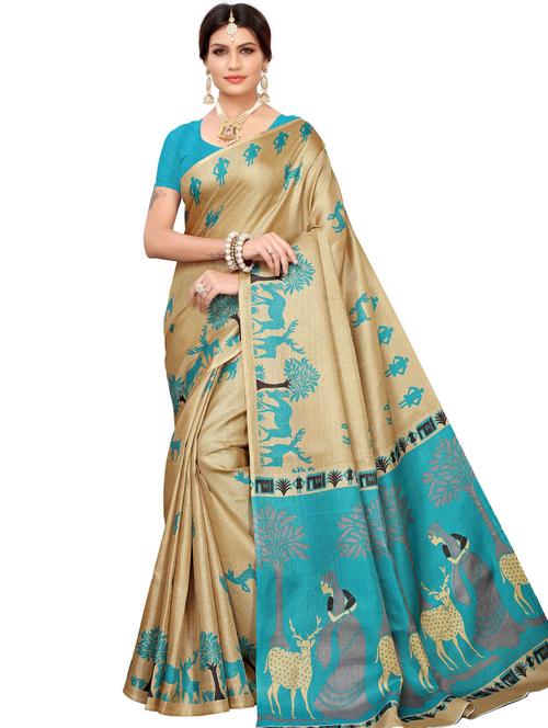 conversational printed saree with blouse - 17550962 - Standard Image - 1