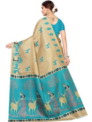 conversational printed saree with blouse - 17550962 - Standard Image - 2