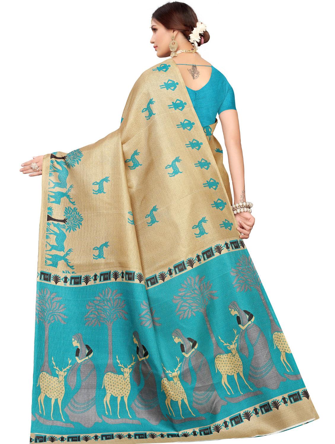 conversational printed saree with blouse - 17550962 - Zoom Image - 2