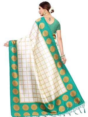 checkered printed saree with blouse - 17550963 - Standard Image - 2