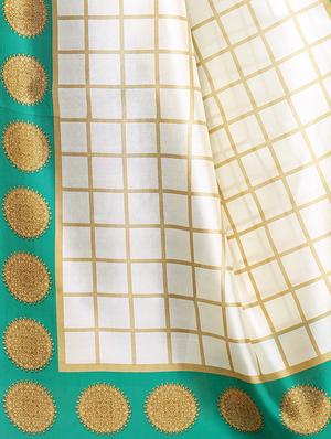 checkered printed saree with blouse - 17550963 - Standard Image - 3