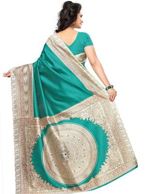printed woven saree with blouse - 17550965 - Standard Image - 2