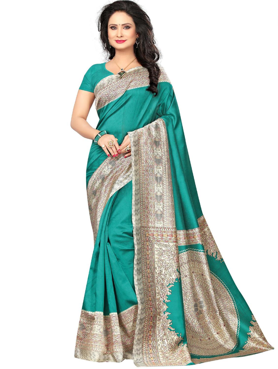 printed woven saree with blouse - 17550965 - Zoom Image - 1