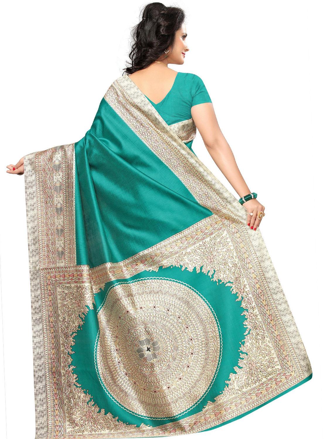 printed woven saree with blouse - 17550965 - Zoom Image - 2