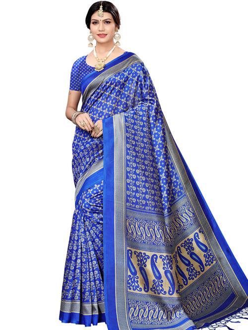 paisley printed saree with blouse - 17550966 - Standard Image - 1