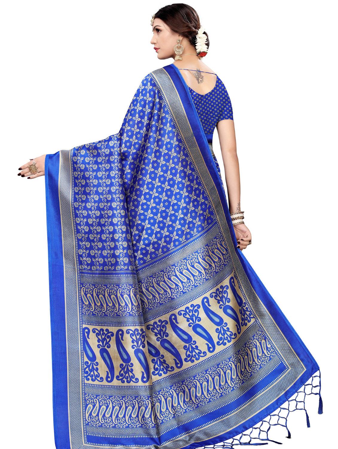paisley printed saree with blouse - 17550966 - Zoom Image - 2