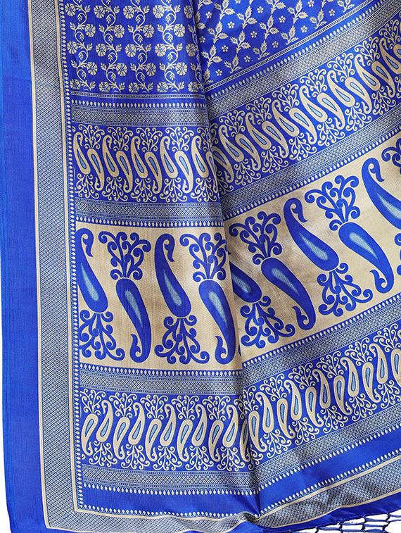 paisley printed saree with blouse - 17550966 - Zoom Image - 3