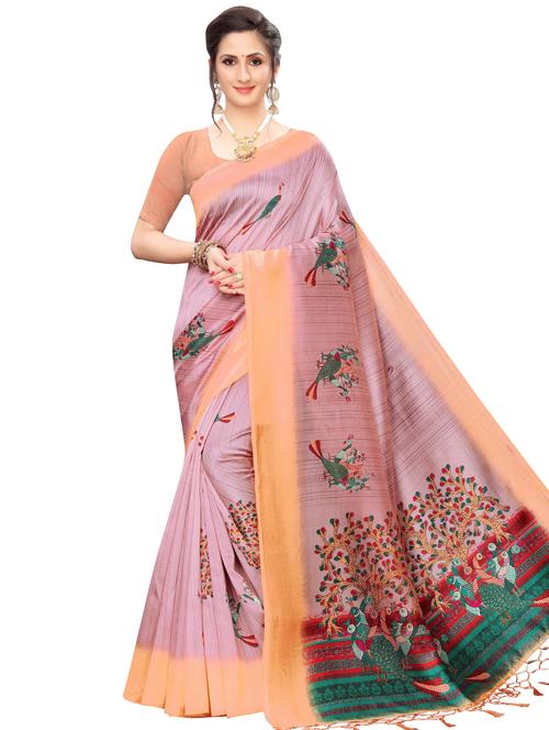 conversational printed saree with blouse - 17550972 - Standard Image - 1