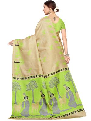 conversational printed saree with blouse - 17550973 - Standard Image - 2
