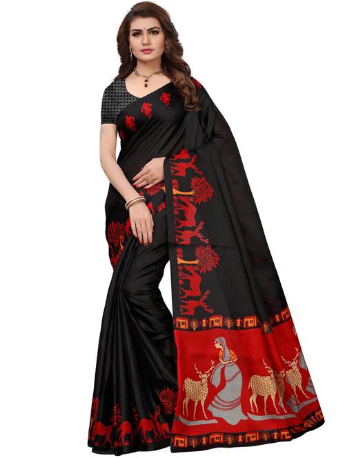 conversational printed saree with blouse - 17550974 - Very Small Image - 1