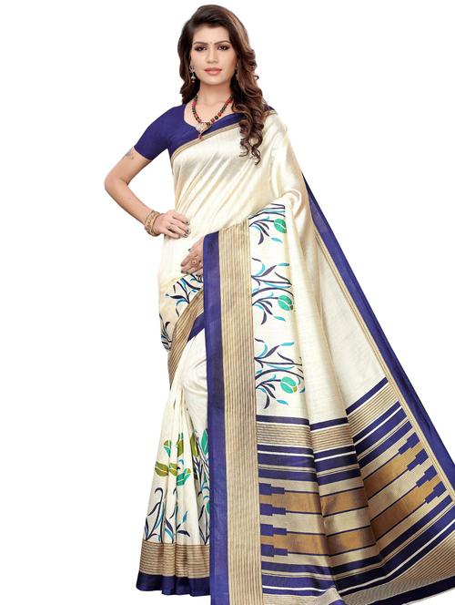 floral printed saree with blouse - 17550975 - Very Small Image - 1
