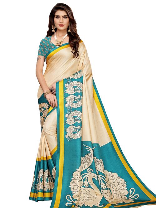 solid bordered saree with blouse - 17550980 - Standard Image - 1