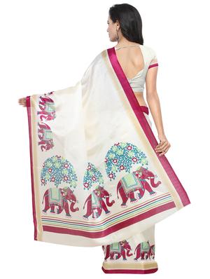 conversational printed saree with blouse - 17550987 - Standard Image - 2
